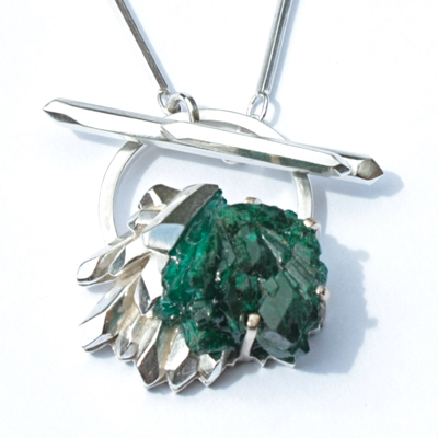 Barbora Rybarova, Dioptase pendant with hand made chain