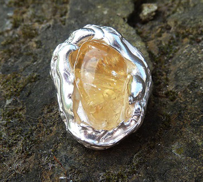 Helena Bravo, silver ring with citrine nugget