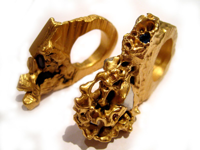 Imogen Belfield, gold and porcelain rings