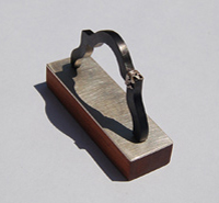 Suzie Byatt, contemporary jewellery, member at Flux Studios, silver and wood brooch