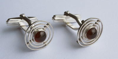 Charles Watherston cufflinks, silver with garnet