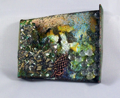 Natascha Kotsopoulou, brooch, enamel on metal, jewellery